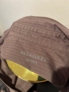 All Saints 100% Cotton Brown Pin Strip Shirt Size Medium