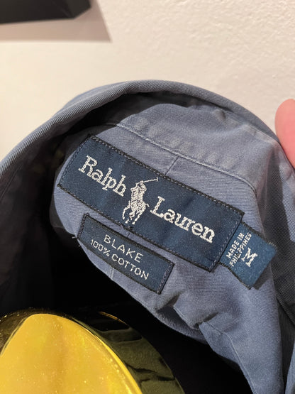 Ralph Lauren 100% Blake Cotton Blue Button Down Collar Shirt Size Medium