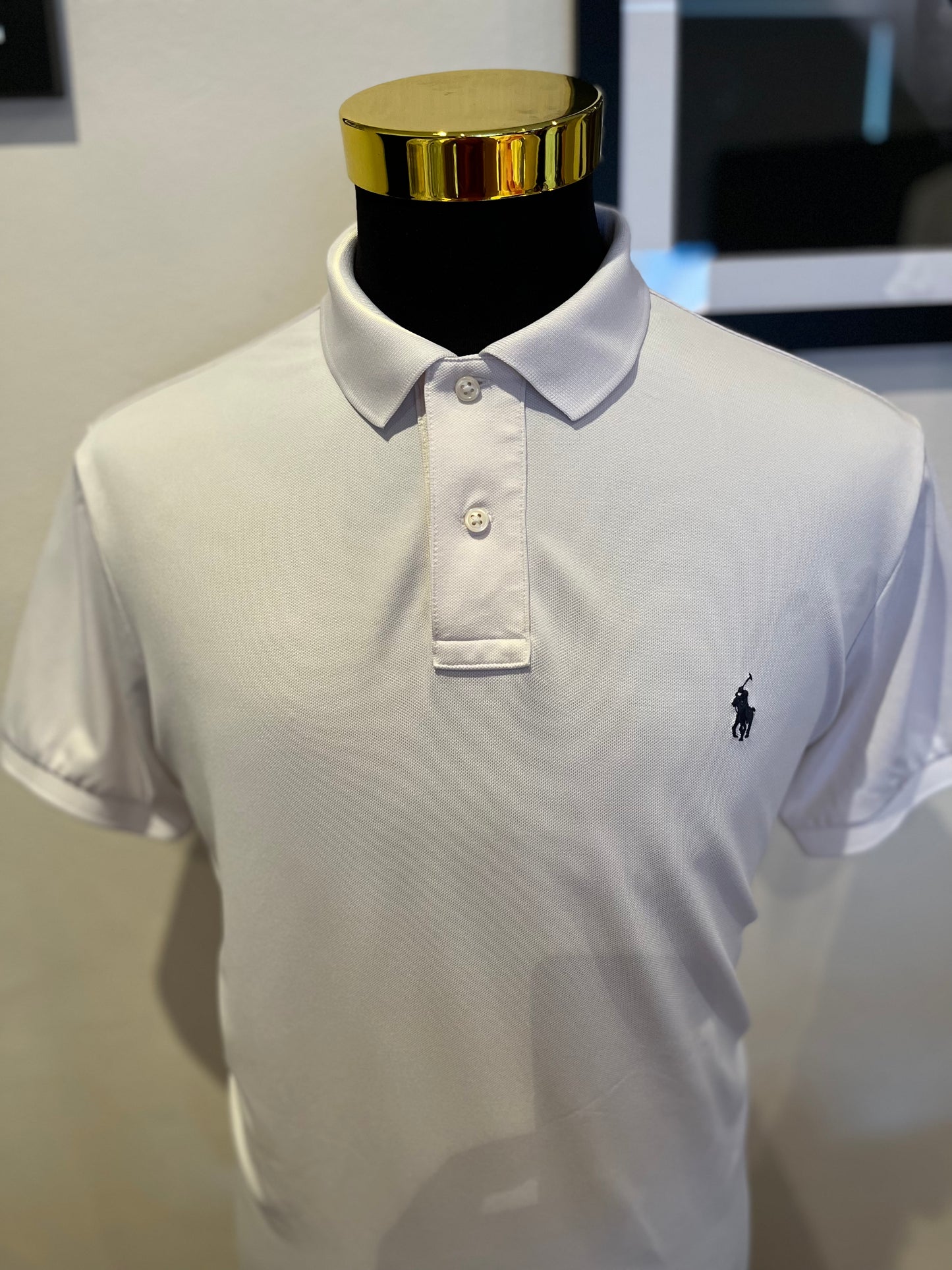 Ralph Lauren Performance Polyester Blend White Polo Shirt Classic Fit