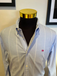 Scotch & Soda 100% Cotton Blue / White Stripe Oxford Shirt Size XL Regular Fit