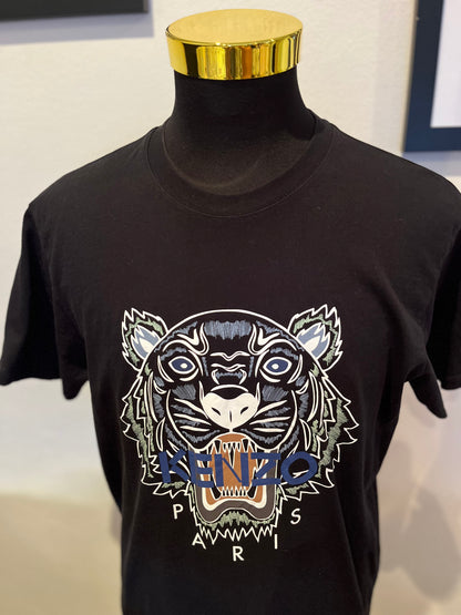 Kenzo 100% Cotton Black Logo Print Tee Size XL Regular Fit