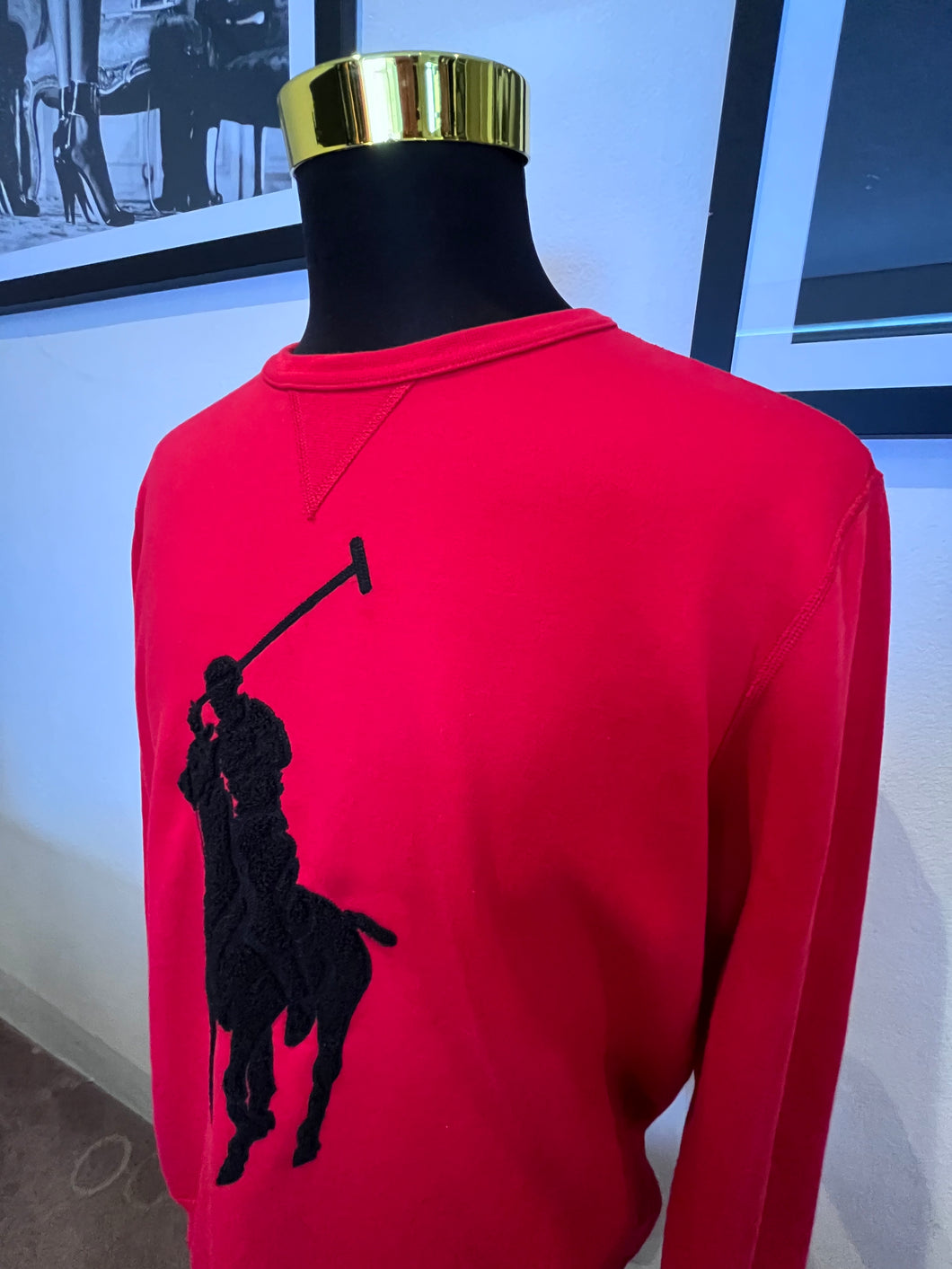 Polo Ralph Lauren 100% Cotton Deep Red Crew Neck Sweater Size Large