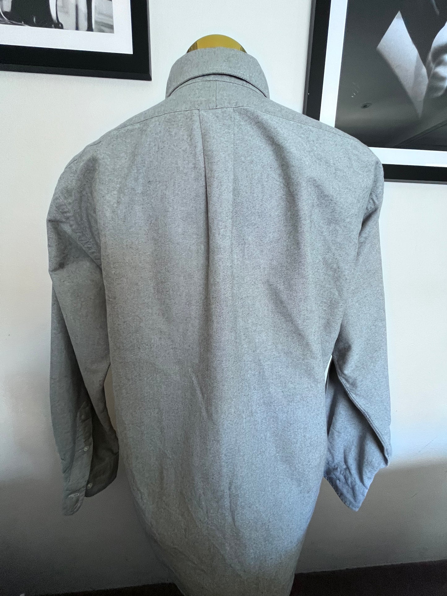 Ralph Lauren 100% Cotton Grey Button Down Shirt Size L Classic Fit 15.5/39