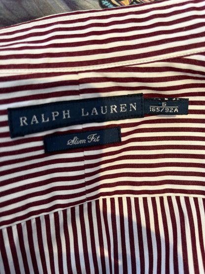 Ralph Lauren Women’s 100% Cotton Burgundy White Stripe Shirt Slim Fit Size 8 

Garment is in excellent condition 

#ralphlauren #ralphlaurenwoman