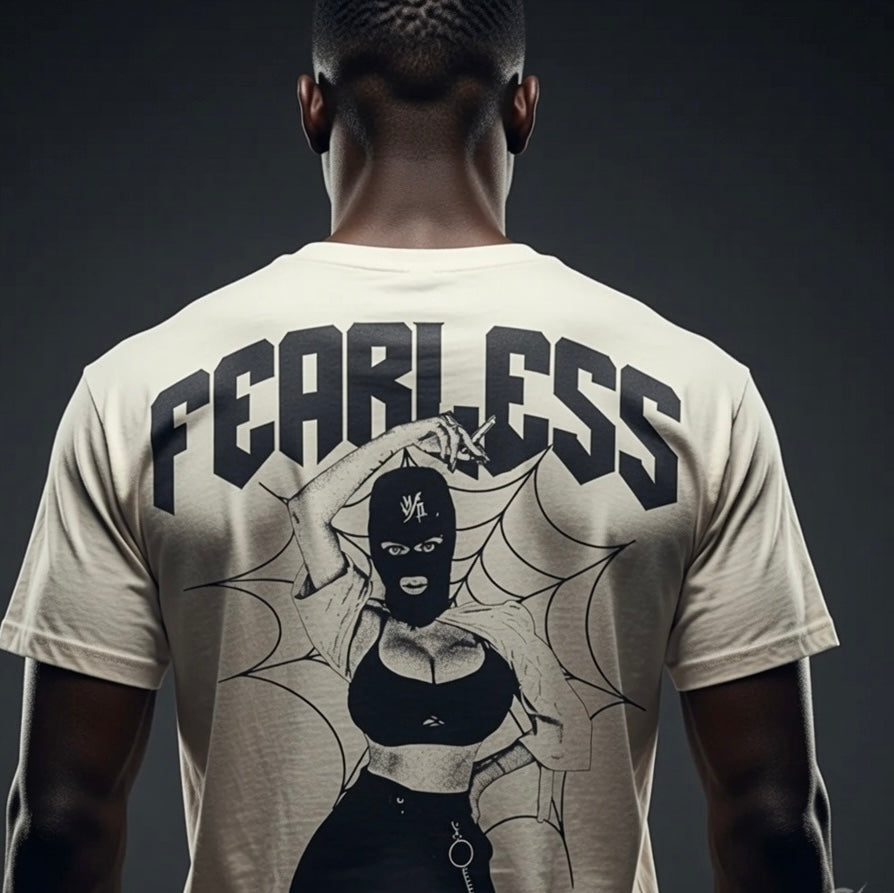 Fearless 100% Cotton Men’s Back Logo Ivory T Shirt Size Large