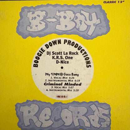 Boogie Down Productions “My 9mm Goes Bang” / “Criminal Minded” 4 Version 12inch vinyl record