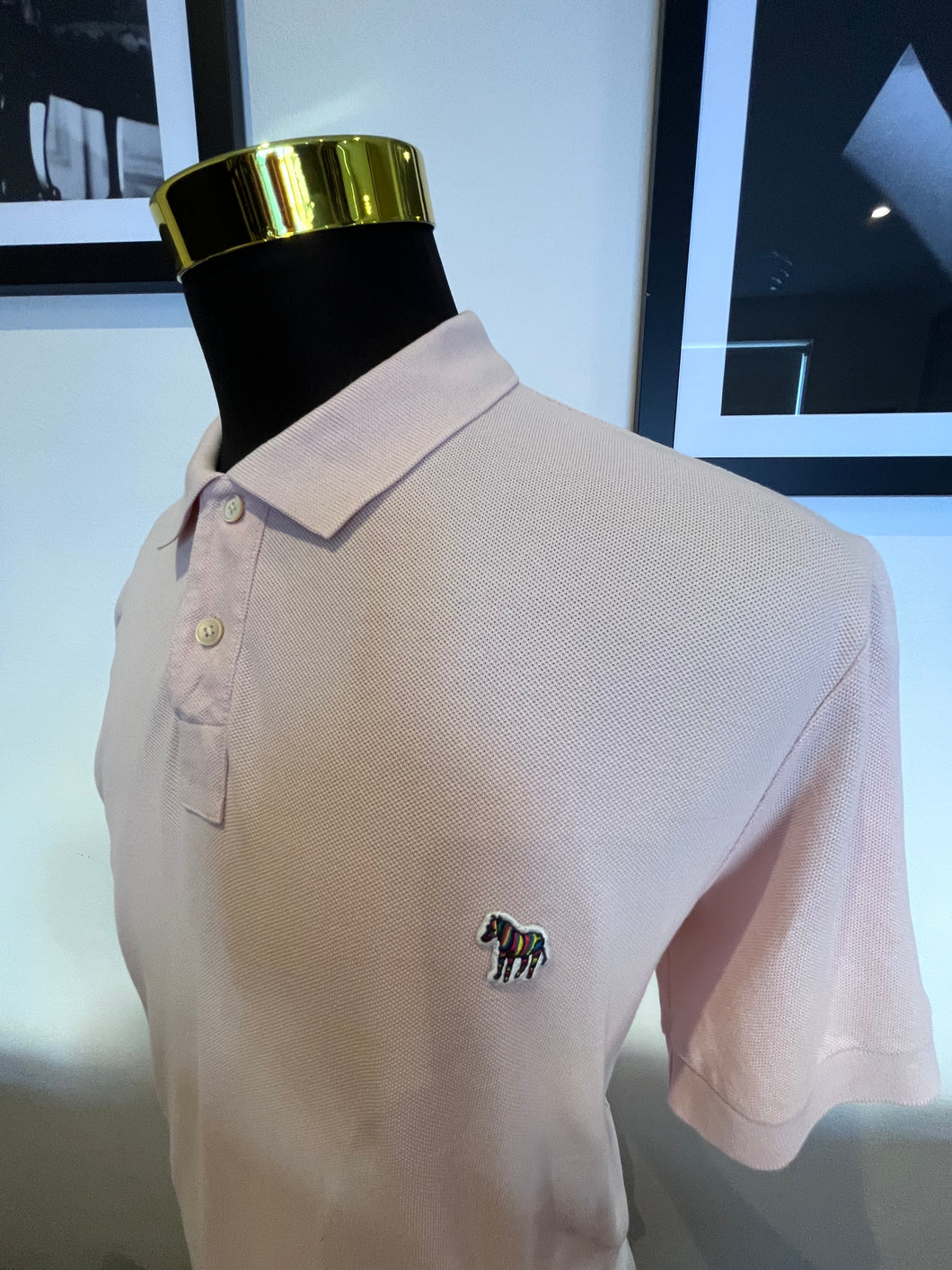 Paul Smith 100% Cotton Pink Polo Shirt Size XL Logo Chest Badge fits more like Large