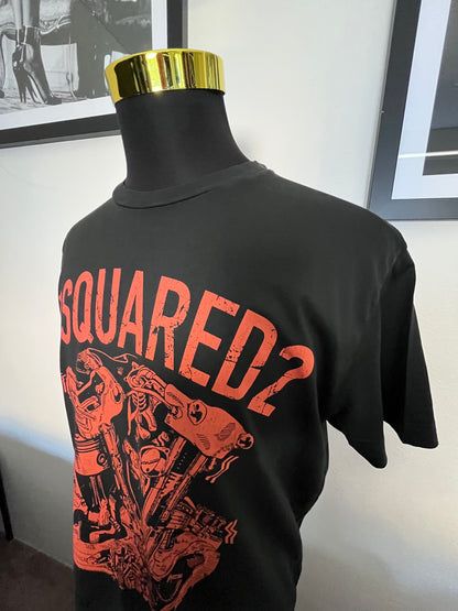 Dsquared2 100% Cotton Dark Grey Logo Print Tee Size XL made in Italy