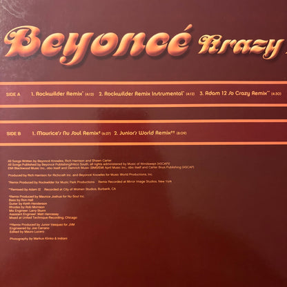 Beyoncé “Crazy In Love” Remix’s 5 Version 12inch Vinyl Record