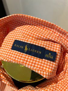 Ralph Lauren 100% Cotton Custom Fit Orange Check Shirt Size M