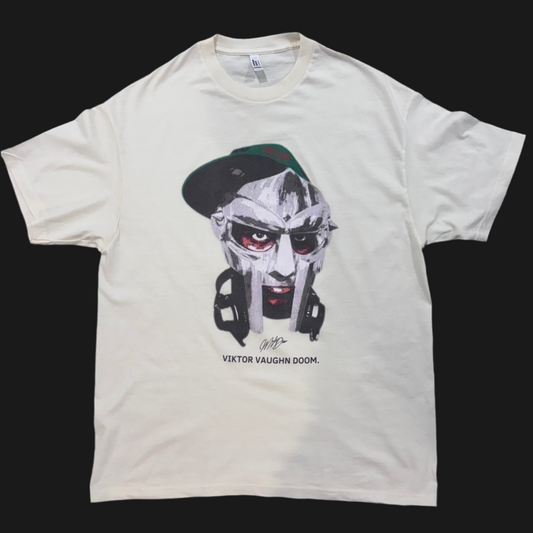 MF DOOM Viktor Vaughn 100% Cotton Chest Logo Cream Tee Street & Juice