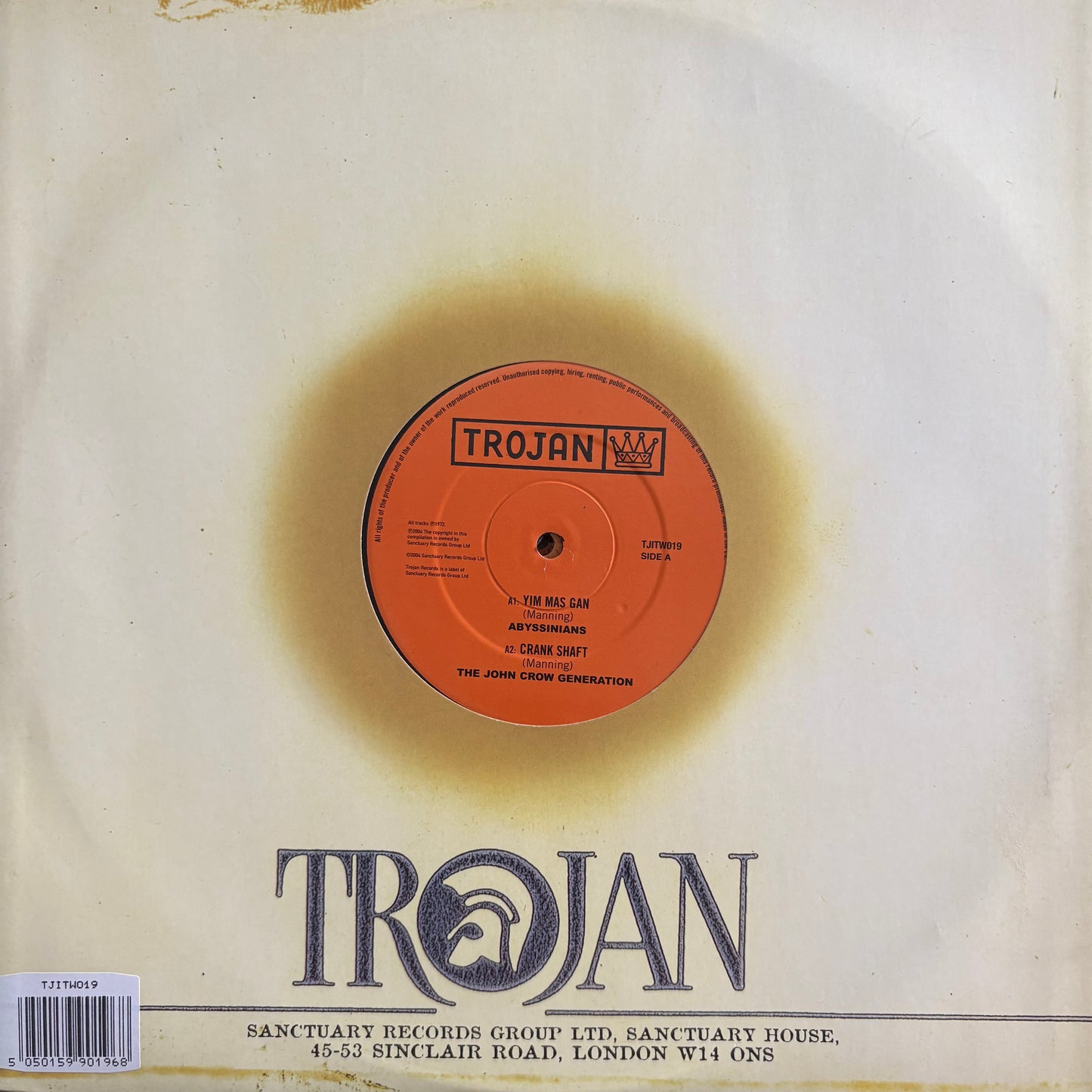 Abyssinians “Yim Mas Gan” 2 Track 12inch Vinyl Record Trojan Records Mint