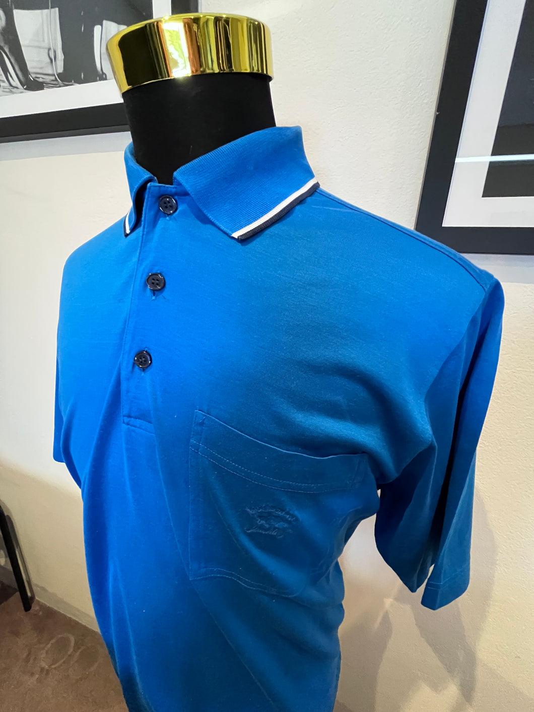 Paul & Shark 100% Cotton Blue Polo Shirt Made in Italy Size L