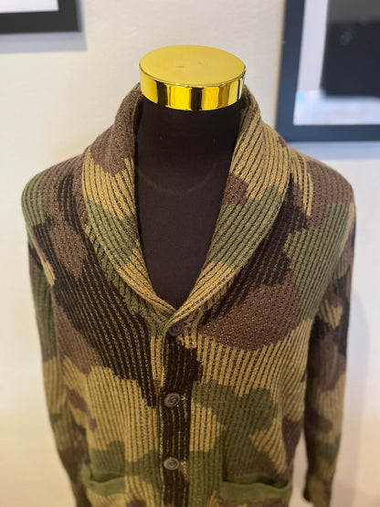 Ralph Lauren Denim & Supply Camouflage Light Knit Cardigan Size L 100% Cotton Fits more like a Medium