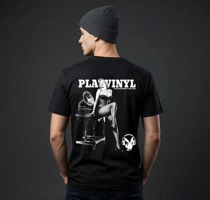 Street & Juice ‘PLAY VINYL’ 100% Heavyweight Cotton Black Graphic Tee