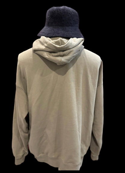 Street & Juice 100% Cotton Khaki Chest Logo Drawer String Hoodie