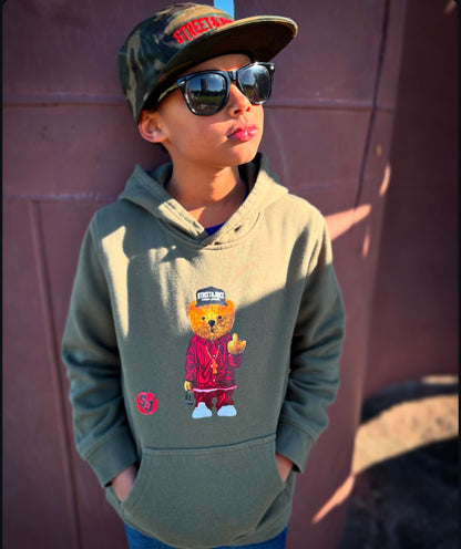 Street & Juice Kids 100% Cotton Green Chest Logo Hoodie