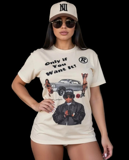Eazy E “Only If You Want” 100% Cotton T shirt By Street & Juice Size XL