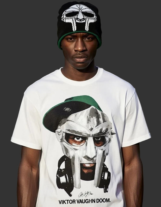 MF DOOM Viktor Vaughn 100% Cotton Chest Logo Cream Tee Street & Juice