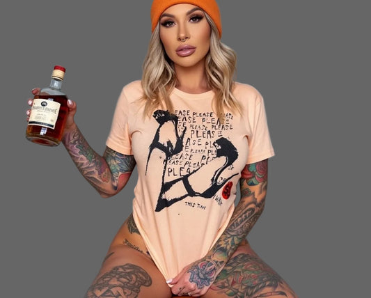 Street & Juice “Please I Want” Women’s Pink Cotton Crop Top Tee