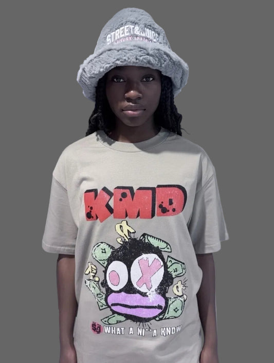KMD 100% Cotton ‘What A Ni**a Know’ Brown Chest & Back Logo Tee