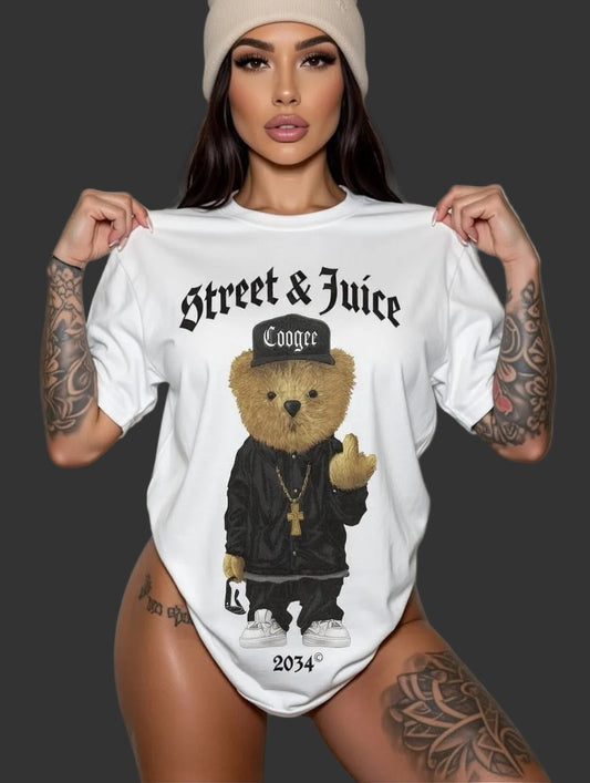 Street & Juice Coogee Bear 100% Cotton White 2034 Gangsta T Shirt