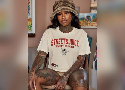 Street & Juice “Bad Bitch” Women’s Cotton Cream Crop Top Tee