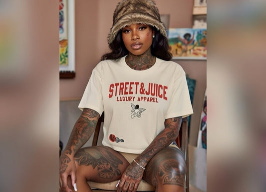 Street & Juice “Bad Bitch” Women’s Cotton Cream Crop Top Tee