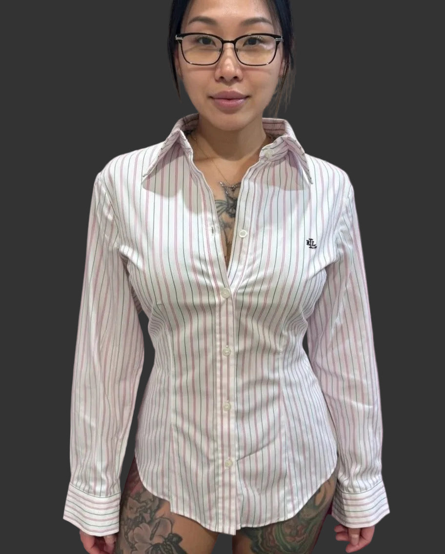Ralph Lauren Women’s 100% Cotton Striped Button Up Shirt BNWT  Size Medium
