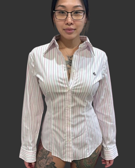Ralph Lauren Women’s 100% Cotton Striped Button Up Shirt BNWT  Size Medium