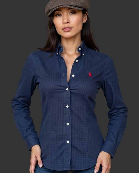 Ralph Lauren Women’s 100% Cotton Blue Gingham Lined Slim Fit Size XS