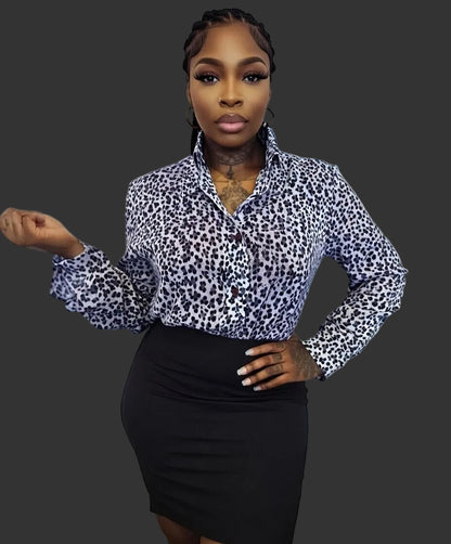 Moschino Women’s Leopard Skin Shirt Size US 8