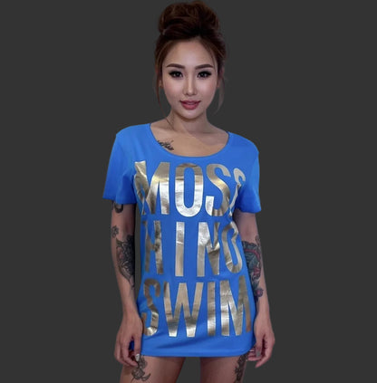 Moschino Women’s 100% Cotton Blue Logo Print Tee Size 10