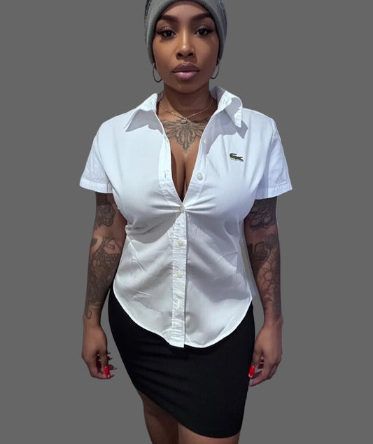 Lacoste Women’s 100% CottonWhite Shirt Slim Fit Size 40