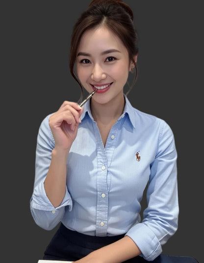 Ralph Lauren Women’s 100% Cotton Blue Oxford Shirt Size 10 Classic Fit