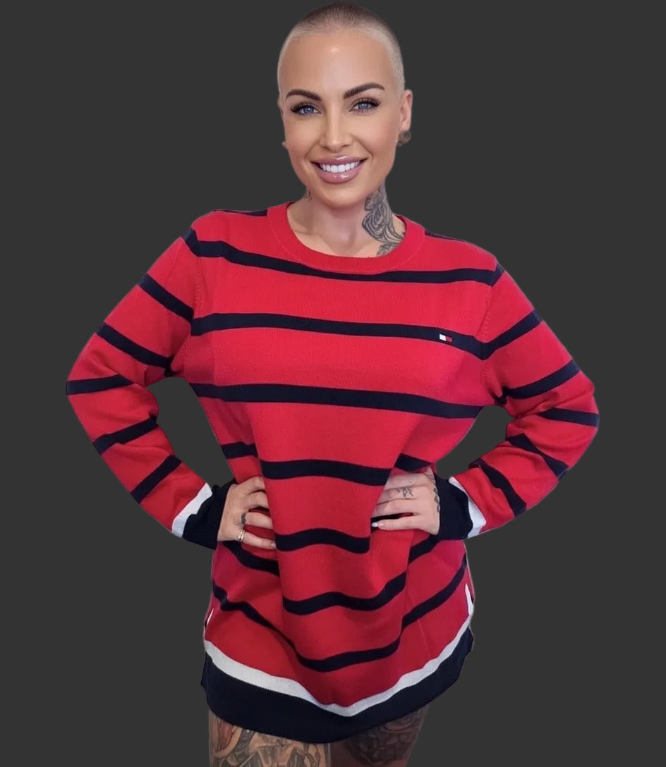 Tommy Hilfiger 100% Cotton Women’s Red Striped Knit Sized Large