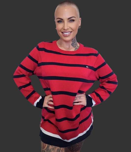 Tommy Hilfiger 100% Cotton Women’s Red Striped Knit Sized Large