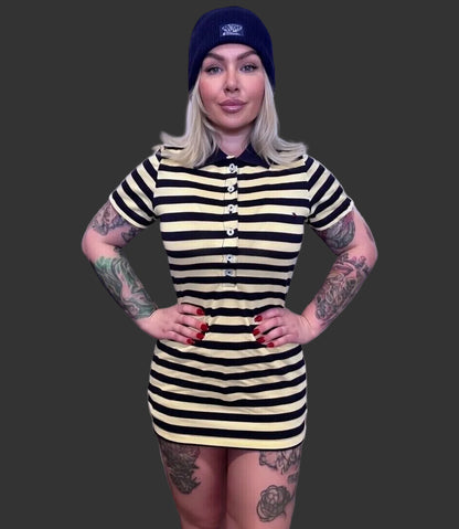 Tommy Hilfiger Tommy Girl 100% Cotton Blue Yellow Stripe Polo Size M