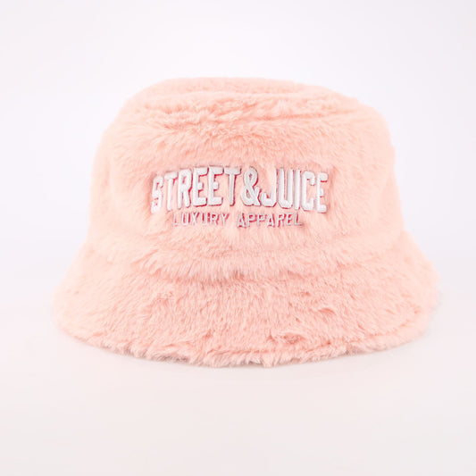 Street & Juice Head Gear Faux Fur Pastel Pink Bucket Hat