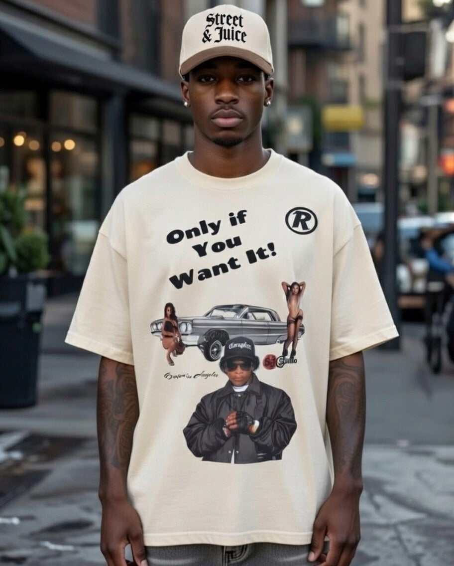 Eazy E “Only If You Want” 100% Cotton T shirt By Street & Juice Size XL