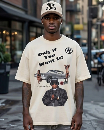 Eazy E “Only If You Want” 100% Cotton T shirt By Street & Juice Size XL