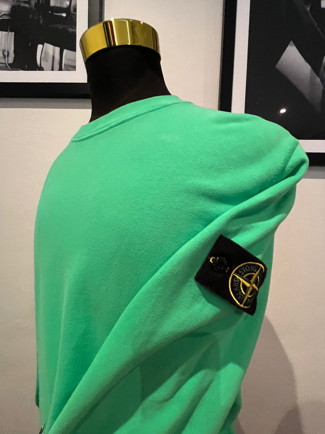 Stone Island Mint Green Fleece Sweater Size XL with Logo Badge