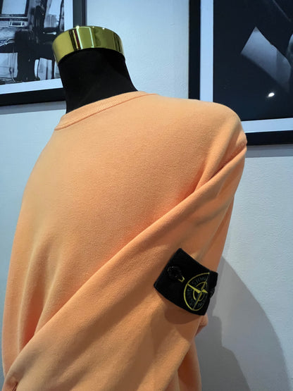 Stone Island Orange 100% Cotton Fleece Sweater Size XL