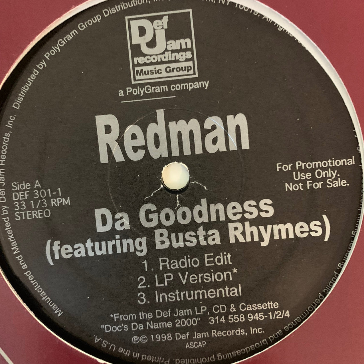 Redman Feat Busta Rhymes “Da Goodness” 6 Version 12inch Vinyl