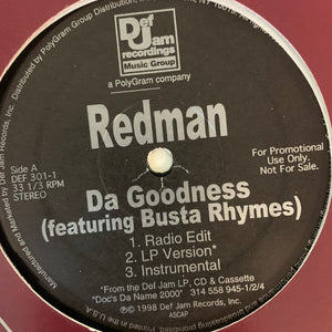 Redman Feat Busta Rhymes “Da Goodness” 6 Version 12inch Vinyl