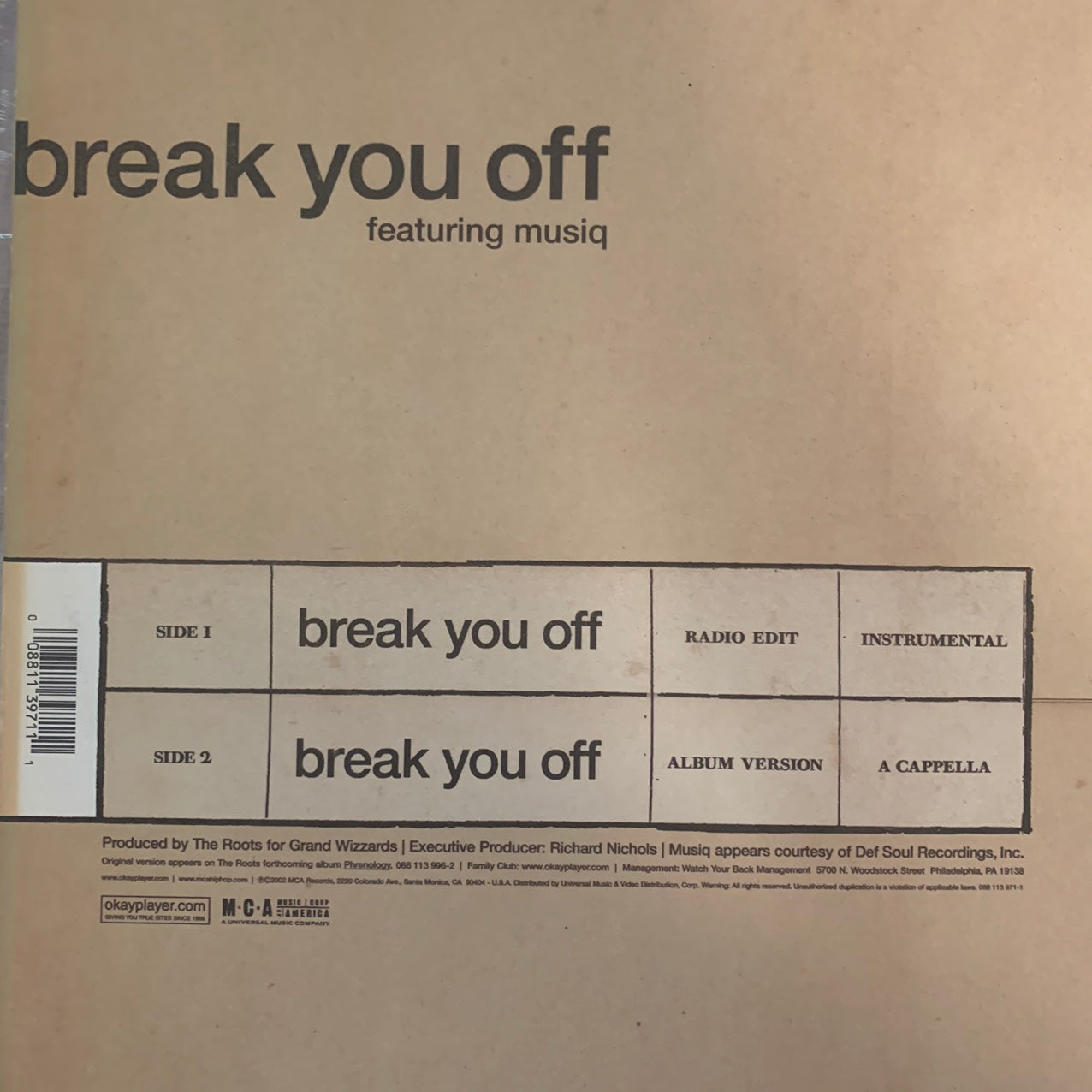 The Roots “Break You Off” 2 Version 12inch Vinyl