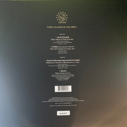 FFRR Classics Vol 1 Feat Jamie Principle, D-Mob, Rockers Revenge and Electra 4 Track 12inch Vinyl