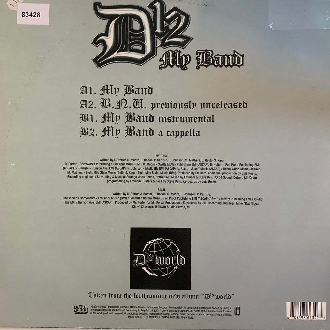 D12 Feat Eminem “My Band” 4 Version 12inch Vinyl