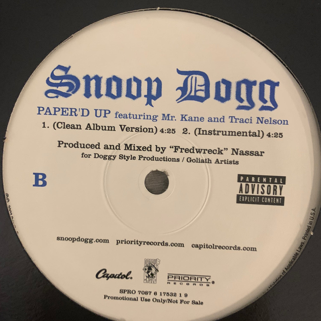 Snoop Dogg “From Tha Chuuuch To Da Palace” / “Paper’d Up” 5 Version 12inch Vinyl