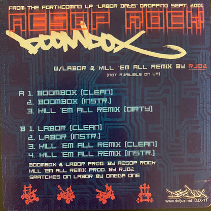Aesop Rock “Boombox” / “Kill Em All” 7 Track 12inch Vinyl